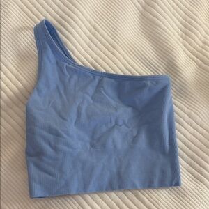 Athleta One-Shoulder Light Blue Crop Top